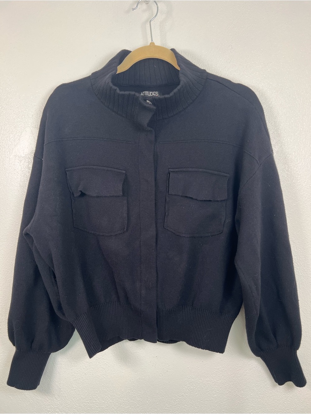 Attitudes by Renee Black Knit Utility Jacket - Women’s Size Medium EUC
